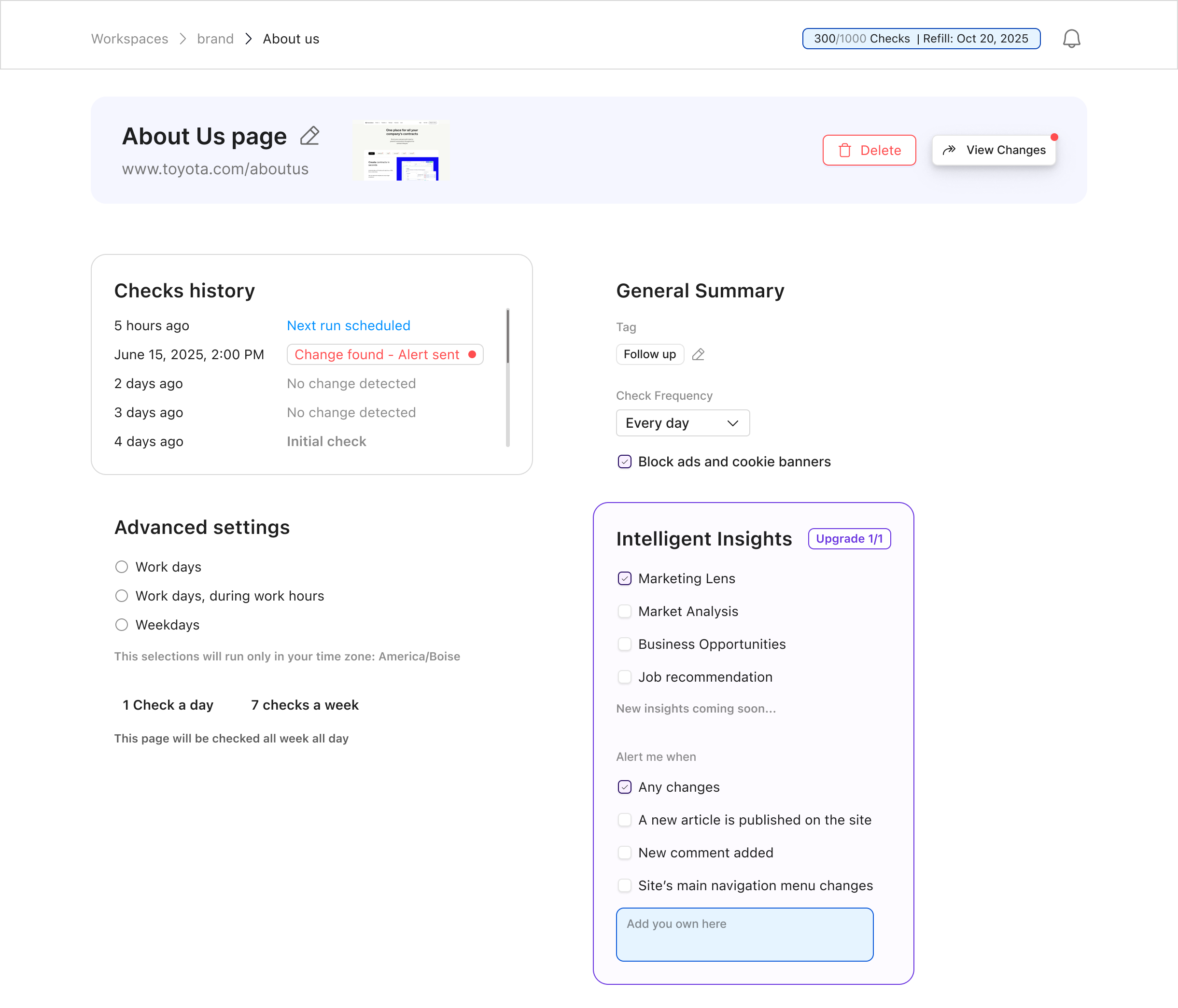 Pulzifi dashboard preview showing competitive intelligence monitoring